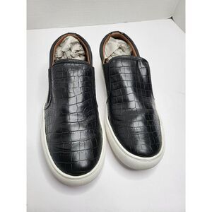 Steve Madden Croc Embossed Slip On Sneakers Black Loafer Comfort Women’s Size 7